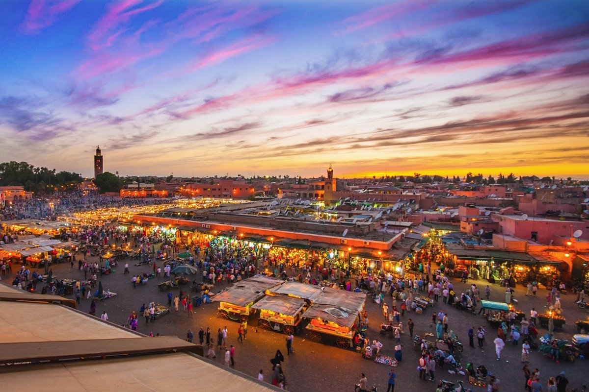 Sunset over Jemaa el-Fnaa square, Marrakech